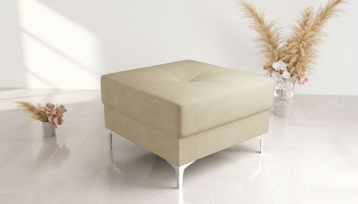 Ottoman Textile New Modern White Color Small Design Fabric Footstool Pouffe Velvet
