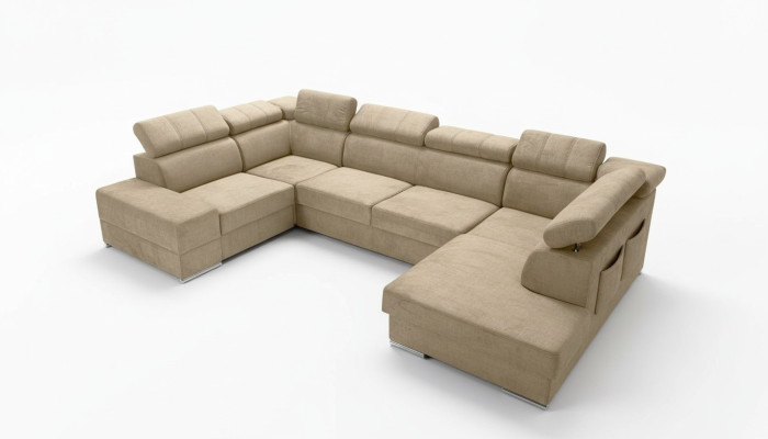 U-shaped sectional sofa couch textile sofas design living landscape with bed function fabric