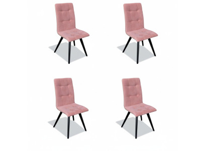 Chair Set 4x Chairs Textile Upholstered Backrest Solid Wood Dining Room Seating Furniture Wood