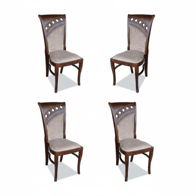 Design chair 4x group armchairs chairs set velvet textile new dining room restaurant