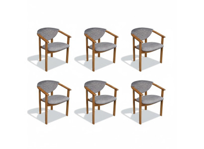 Complete Suite K27 6x Designer Chair Set Dining Room Upholstered Seat Chairs