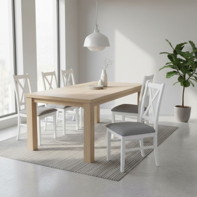 Set wood textile armchair 6x chairs dining group design dining room chair solid wood