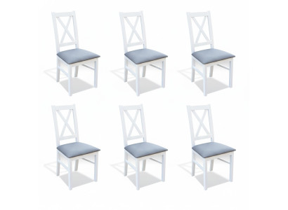 Set wood textile armchair 6x chairs dining group design dining room chair solid wood