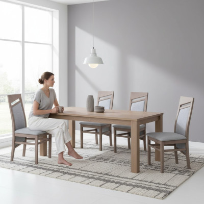 Dining chair fabric upholstery chair restaurant dining set 6x solid wood armchair