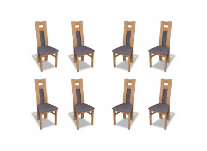 Complete Set: 8x Designer Chair Set, Dining Room Upholstered Chairs, Fabric Seats