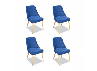 Elegant modern chair wood dining room furniture set 4x chair luxury new blue new