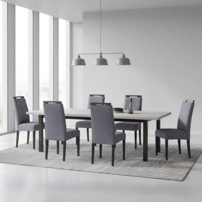 Armchair 6x Chairs Upholstery Textile Fabric Dining Group Set Complete Design