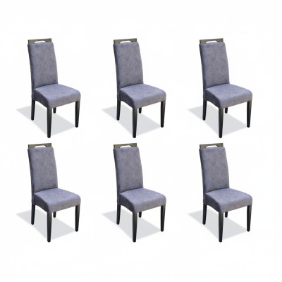 Armchair 6x Chairs Upholstery Textile Fabric Dining Group Set Complete Design