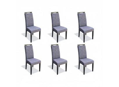 Armchair 6x Chairs Upholstery Textile Fabric Dining Group Set Complete Design