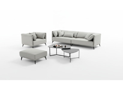 Living room sofas couches upholstery 4-seater gray design XXL big sofa