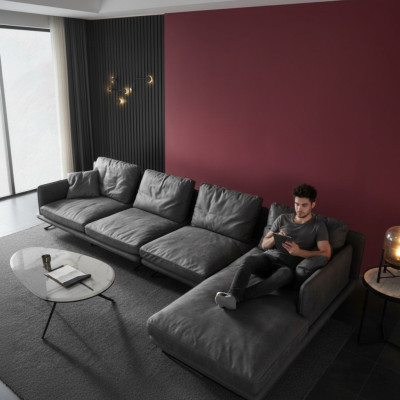 Italian furniture living room soft style couches design corner sofa L-shape