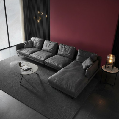 Italian furniture living room soft style couches design corner sofa L-shape