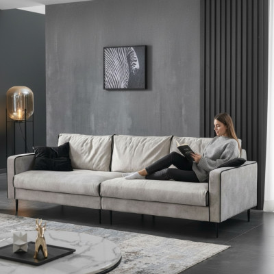 Design sofa 4 seats upholstered couches textile living room furniture set