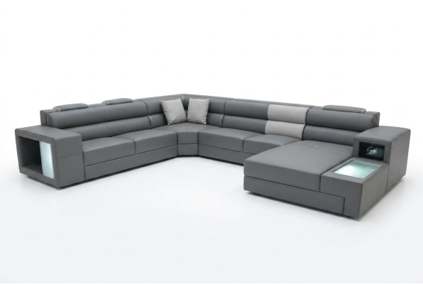 Living landscape design modern leather sofas gray new sofa U-shaped fabric sofa couch