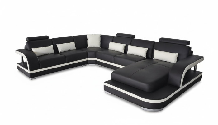 Living room corner sofa U-shape wood new modern design upholstery couch