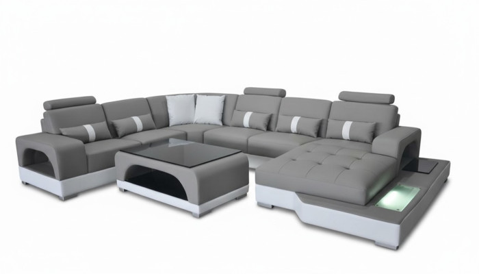Corner couch design, U-shaped corner sofa, living landscape, couch, fabric, leather sofas, upholstery