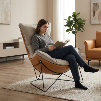 Design Upholstered Sofa Textile Swivel Couch Relax New Modern Armchair