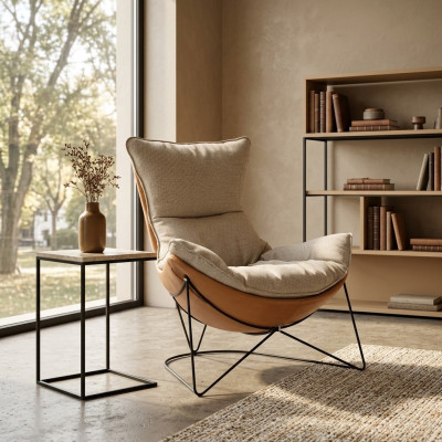 Design Upholstered Sofa Textile Swivel Couch Relax New Modern Armchair