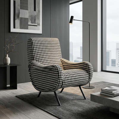 Designer Lehn Chair Upholstered Sofa 1-Seater Stainless Steel with Textile Armchair