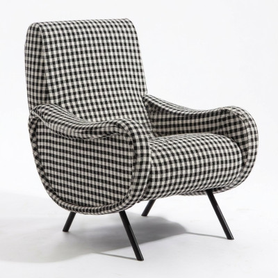 Designer Lehn Chair Upholstered Sofa 1-Seater Stainless Steel with Textile Armchair