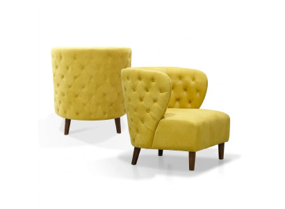 Yellow Chesterfield Armchair XL Textile Fabric Couches Creative Furniture Sofas