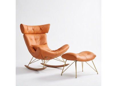 Armchair Metal Design Upholstery Lounge Club Chair Seat Room Rocker