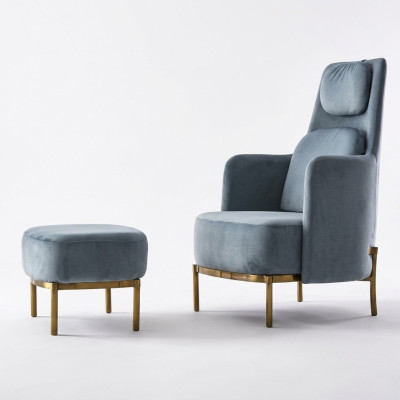 Armchair Chair Upholstery TV leather Textile Fabric Gray Design Lounge