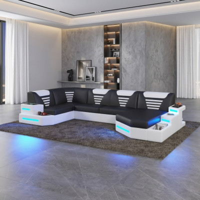 Corner sofa couch upholstery corner leather couches living landscape U shape +LED