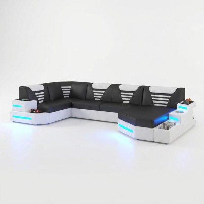 Corner sofa couch upholstery corner leather couches living landscape U shape +LED