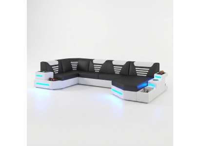 Corner sofa couch upholstery corner leather couches living landscape U shape +LED