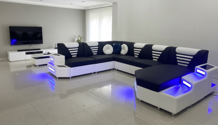 Design Modern Sofa Couch Corner Sofa U-Shaped Leather Couch Living Landscape Corner Sofa