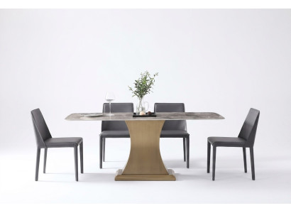 Luxury dining table stainless steel tables furniture column table marble style dining tables metal