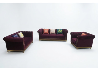 Seating set 3+2+1 seater furniture upholstery textile modern Chesterfield design