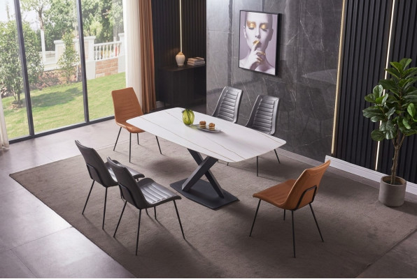 Luxury dining tables, metal dining table, modern furniture, new stainless steel