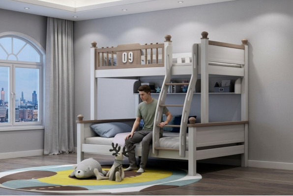 Bunk bed double deck, high bed, real wood, children's & youth room, new