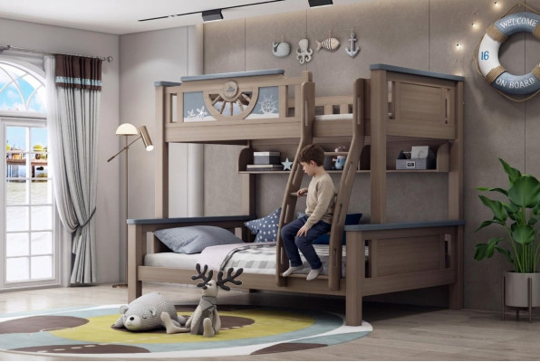 Bunk bed children's youth room furniture wood loft bunk bed double beds