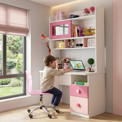 Youth room furniture shelves in the children's room girl bookshelf cabinet desk.