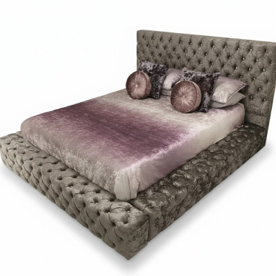 Chesterfield double bed furniture 180x200 upholstery textile beds luxury design frame