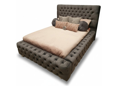 Design modern double bed furniture 180x200 cm upholstery textile and wood bedroom