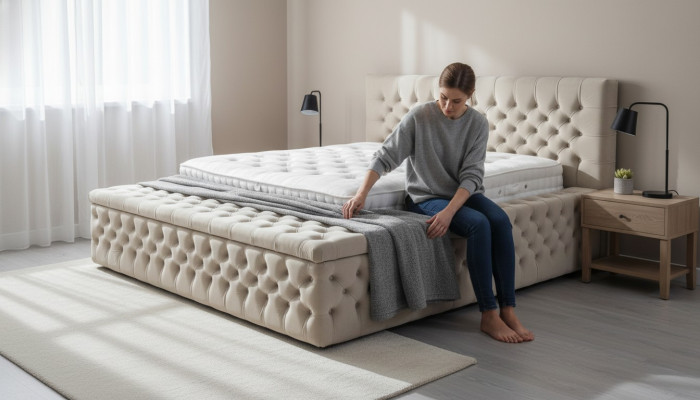 Chesterfield double hotel beds sleeping room leather modern bed upholstery