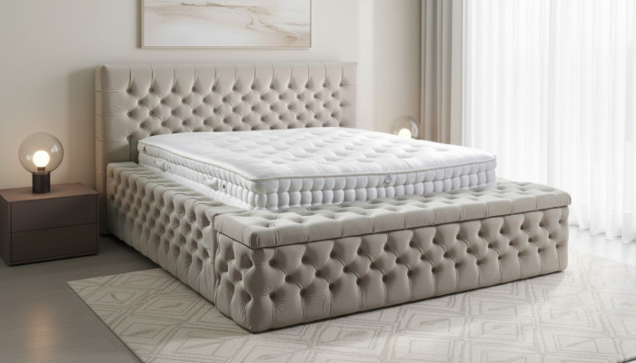 Chesterfield double hotel beds sleeping room leather modern bed upholstery