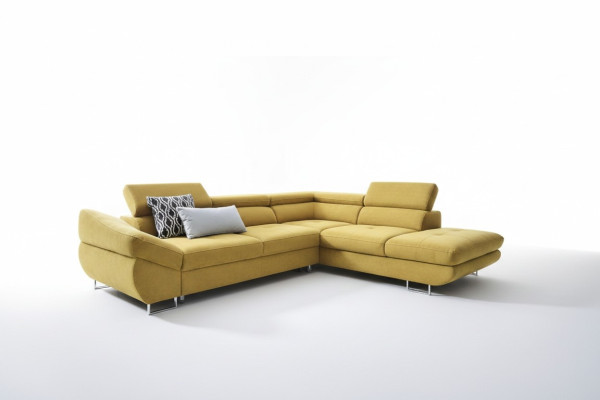 Corner couch sets L-shape sofa soft padding living area furniture textile yellow new