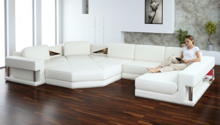 Living landscape design corner sofa leather corner U-shape sofa couch upholstery set new