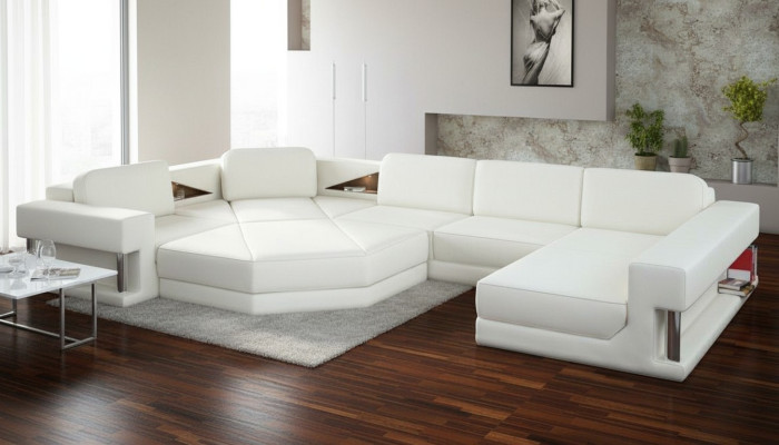 Living landscape design corner sofa leather corner U-shape sofa couch upholstery set new