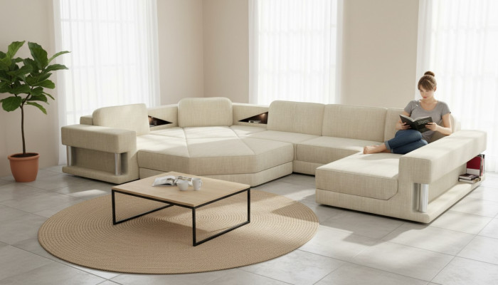 U-shape sofa couch design couch textile modern upholstery new living landscape sectional sofa