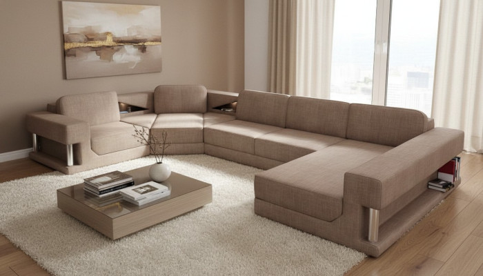 U-shaped sofa bed function couch design upholstery fabric corner living landscape corner sofa fabric