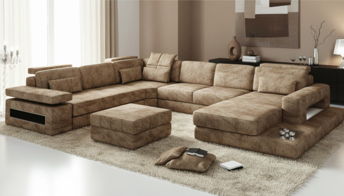 Fabric U-shape sectional living room set upholstery corner couch leather sofa corner sofa corner couch