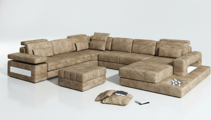 Fabric U-shape sectional living room set upholstery corner couch leather sofa corner sofa corner couch