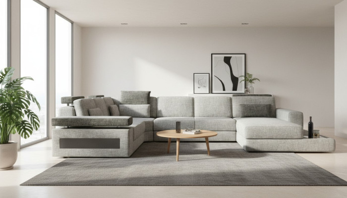 Living area couch corner U-shaped sofa corner couch corner sofa XXL fabric upholstery