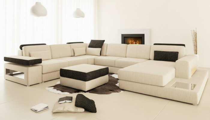 XXL living area sofa couch upholstered sofa corner designer U-shaped corner sofa new